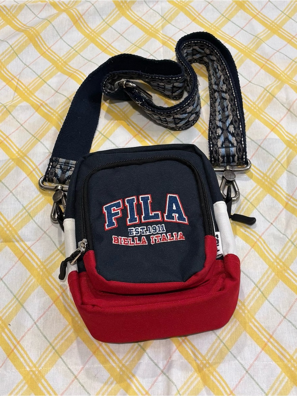 FILA Navy, Red and White Mini Crossbody Bag